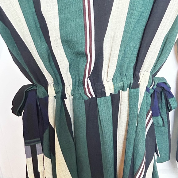 Anthropologie Sunday in Brooklyn Green Black White Striped Long Sleeve Dress M - Picture 12 of 14